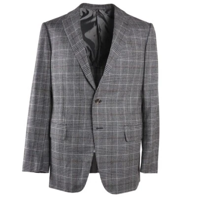 NWT $3295 D'AVENZA Gray Layered Check Wool-Cashmere-Silk Sport Coat 40 R - Image 1 of 4