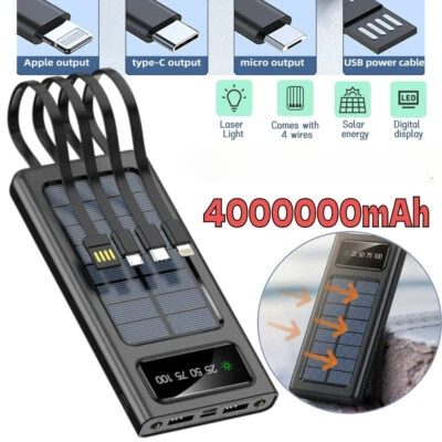 Solar Power Bank Super 40000000mAh 4 USB Portable Charger For Cell Phone Outdoor - Image 1 of 4