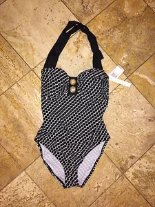 Nwt Bleu Rod Beattie Schwarz Weiß Gepunktet Neu Einteilig Badeanzug Damen 6 - Picture 1 of 4