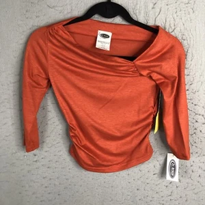 Vintage Jr. Kraze Top Girls 10 Orange Ruched Knit Retro Artsy Stretch NEW - Picture 1 of 16