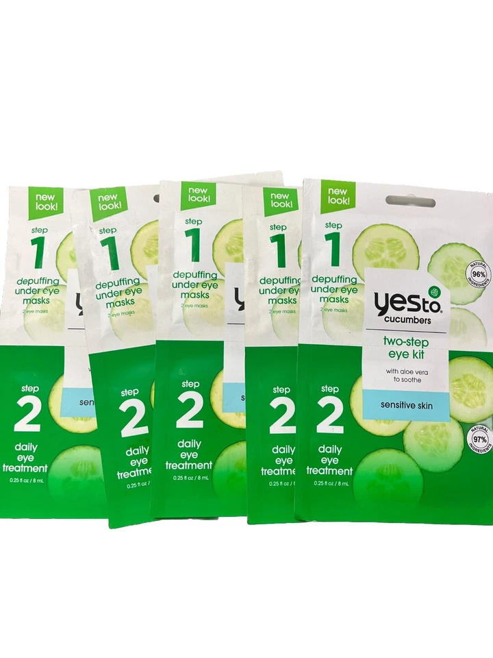 Yes To Cucumbers Two Step Eye Kit Daily Eye Treatment & Under Eye Masks 5 Pack - Image 1 of 3