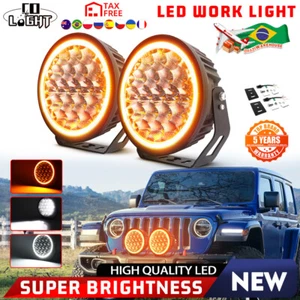 2x 9INCH Round LED Work Lights DRL SPOT Offroad SUV Bumper Driving Pods Fog Lamp - Picture 1 of 14