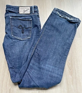 Guess W32 Vintage Palm Springs Premium stretch straight cut jeans Y2K Gem detail - Picture 1 of 16