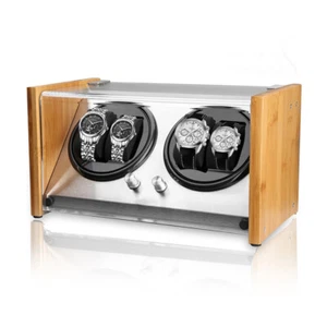 Uhrenbeweger Watch Winder Uhrenbeweger aus Bambusholz und Metall für 4 Uhren - Bild 1 von 11