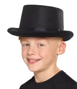 Child Top Hat Black Victorian Kids Book Day Fancy Dress Costume Accessory - Picture 1 of 2