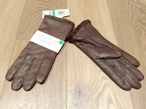 Charter Club Women's Metisse Leather Super-Soft Lined Gloves, Brown, LARGE - Picture 1 of 6