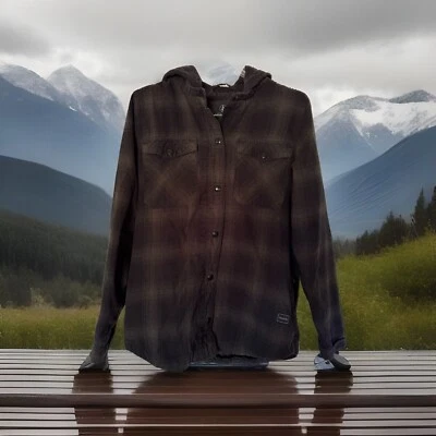 Volcom Mens Hooded Jacket Black Green Plaid True To This Puffer Size Medium - Image 1 of 4