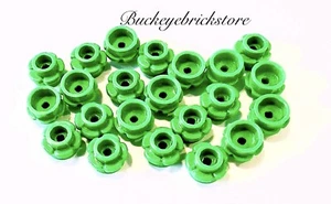 NEW Lego Lot/4 Minifig Bright GREEN FLOWER Edge Round Plate 1x1 - 5 Petals NEW - Picture 1 of 1