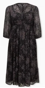 Torrid Plus Size Black Floral Dress w/ Sparkling Rose Gold Flecks NWT Sz 6 - Picture 1 of 11