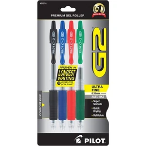 Pilot G2 Retractable Gel Pens Ultra Fine Point Assorted Ink 912181 - Picture 1 of 4