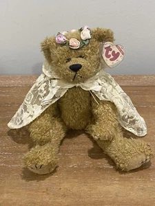 Ty Beanie Baby Attic Treasure 12” Jointed Plush "Eve" Bear Lace Cape - Ear Tag - Picture 1 of 6