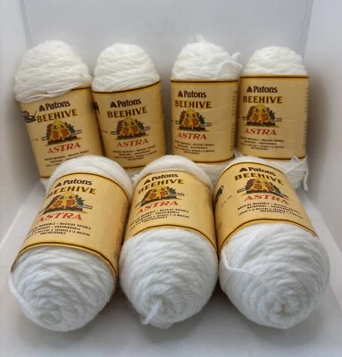 Patons Beehive Astra Yarn 7 Skeins Color 2751 White 1.75 oz 50g Machine Wash - Image 1 of 4