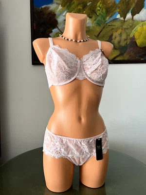 NWT Wacoal Pink Lace Bra / Panty Set, sz 34DDD / L - Image 1 of 2