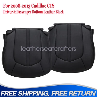 Driver & Passenger Lower Seat Cover Black Leather For Cadillac CTS 2008-2013 - Imagem 1 de 4