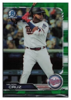 F812 NELSON CRUZ GREEN REFRACTOR 2019 BOWMAN CHROME 39/99 MINNESOTA TWINS #70 - Image 1 of 2