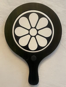 Vintage MCM Wood & Ceramic Daisy Cheese Tray Charcuterie Board Trivet Japan - Picture 1 of 9