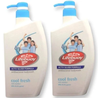 [Paquete de 2] Lifebuoy Cool Fresh Body Wash plata activa con botellas de bomba de mentol nuevo Foto 1 de 4