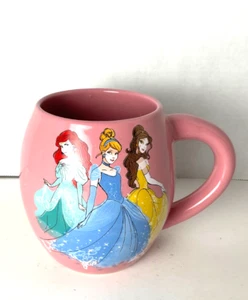 Disney Princess Pink Coffee Mug With Ariel Cinderella Belle 18oz Pre Owned - Picture 1 of 6
