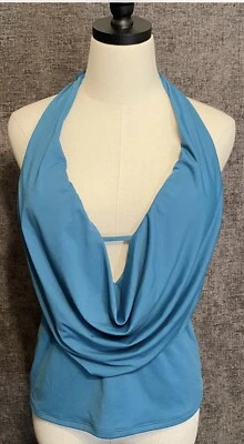 Bar III Sunset Solids Cowl Neck Tankini Top Teal Size Small Brand New With Tags - Image 1 of 4