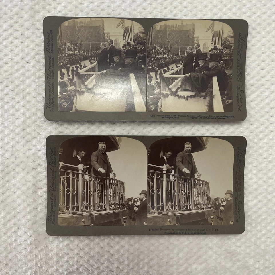 2 винтажные стереокарты издателя Underwood (США-Президенты) - Изображение 1 из 3