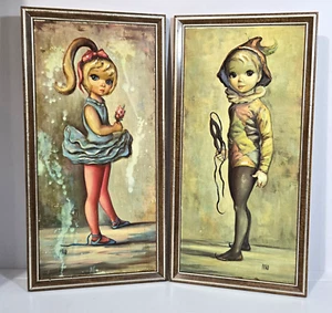 MAIO 3D Litho Art Prints Big Eye Boy Girl Vtg 1960s Wall Art - Picture 1 of 16