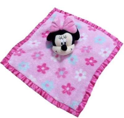 Disney Baby Lovey Manta de Seguridad Felpa Minnie Mouse Flor Satinada Rosa Azul 11" Foto 1 de 4