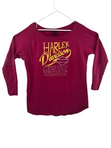 Women's Harley-Davidson Burgundy Long Sleeve Tunic Shirt Ladies Sz Lg BikeTown - Picture 1 of 9