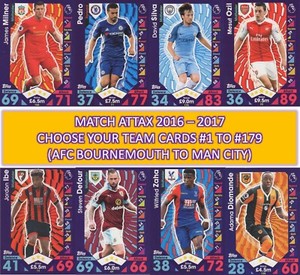 Topps Match Attax 2016 2017 16 17 Team cards - #1 to #180 Bournemouth > Man City
