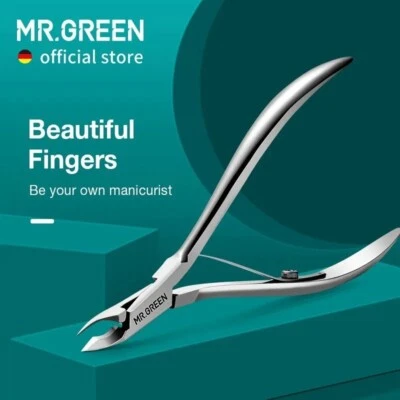 BRANDED MR GREEN Nail Cuticle Nipper Manicure Scissors Stainless Steel Dead Skin Remover
