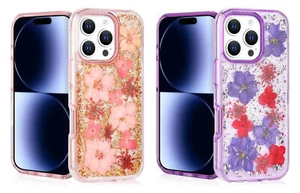 Für Apple iPhone 16 Pro Max - Echte Trockenblumen Dual Layer Stoßfest Cover Case - Bild 1 von 13