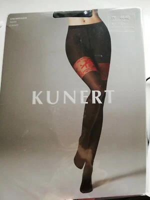 KUNERT Moda Negro Efecto Sobre la Rodilla Medias Pantimedias con Encaje Rojo S IV 44-46 Foto 1 de 4