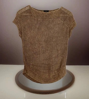 Suéter tejido Talbots para mujer atemporal simple texturizado marrón 100 % lino talla Lrg Foto 1 de 4