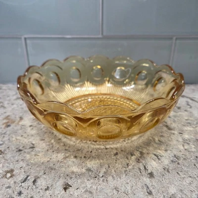 Vintage Manhattan Bullseye Bartlett Collins Amber Glass Bowl, - Image 1 of 4