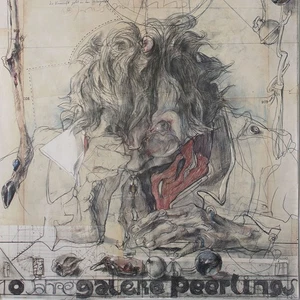 Horst Janssen autoritratto con topo galleria Peerlings firmato stampa offset 1980 - Foto 1 di 4