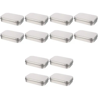 12 PCs Empty Small Wind Organizer Tinplate Sundies Box Flip Rectangle Box - Image 1 of 4