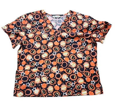 Blusa esfoliante de algodão confortável tamanho M/L-HALLOWEEN abóboras Jack-o'-lanternas outono  - Imagem 1 de 4