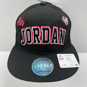 JORDAN Baseball Cap Patch Pack Jumpman Big Kids Flat Bill Hat Black Embroidered - Picture 1 of 21