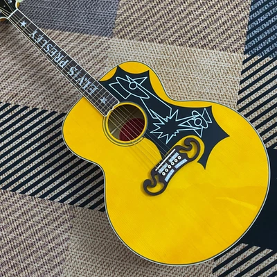 J-200 Acoustic Guitar Solid Spruce Top Bright yellow color rosewood fretboard - Image 1 of 4