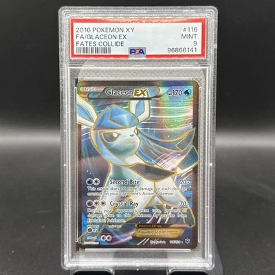 2016 POKEMON XY FATES COLLIDE #116/124 FULL ART/GLACEON EX PSA 9 - Image 1 of 2