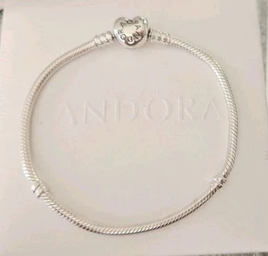 Genuine Silver Pandora Moments Snake Heart Clasp Charm Bracelet 20cm S925 ALE - Picture 1 of 6