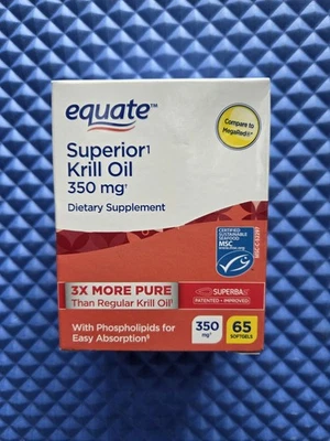 Suplemento dietético de aceite de krill Equate 350 mg - 65 cápsulas blandas MEJOR PARA 31/10/2026 Foto 1 de 4