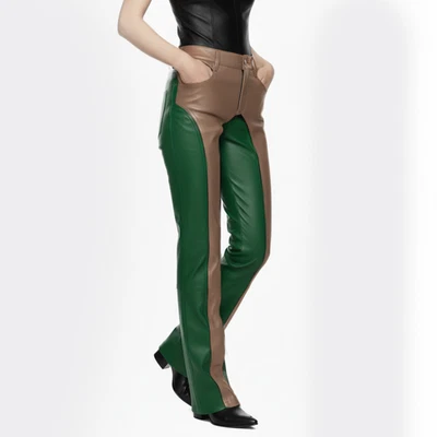 Pantalon homme en cuir véritable motard décontracté moto pantalon chaud BLUF mode gay - Photo 1/4