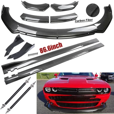 Kit de spoiler labial para Dodge Challenger SRT fibra frontal 86,6" lateral/saia EUA - Imagem 1 de 4