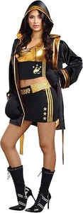 Dreamgirl Women's World Champion Costume, Black/Gold, Small - Picture 1 of 9