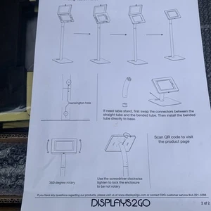 displays2go Black iPad2  7-13” Tablet Floor Stand for Floor - Afbeelding 1 van 4