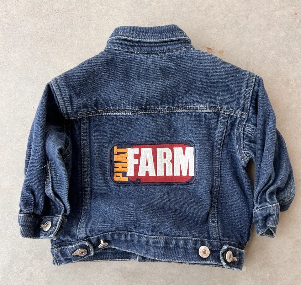Chaqueta De Colección Phat Farm Talla L/XL 12/24 Meses Bebé Infante Denim Y2K Hip Hop Foto 1 de 4