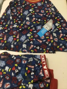 Disney Store Mickey Navy Blue  2PC Long Sleeve Tight Fit Pajama Set Boy Sz 5 - Picture 1 of 6