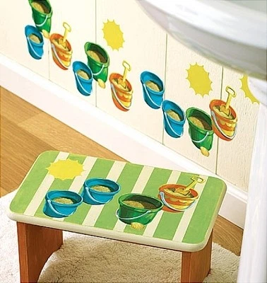 WALLIES SAND BUCKETS wall stickers 25 prepasted decals BEACH PAILS ocean sea - Image 1 of 2