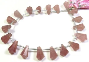 Natural Pink Strawberry Quartz Beads 10.5-12.5 mm Faceted Teardrop Gems LC-1554 - Picture 1 of 8