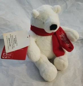 COCA-COLA PLUSH POLAR BEAR CHRISTMAS PLUSH 7" TALL 2014 - Picture 1 of 10